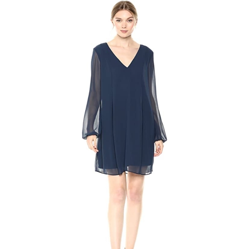 BCBGeneration Long Sleeve V-Neck Bow bak Dress